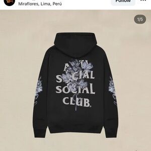NWT Anti Social Social Club Hokkaido 3M  Black Hoodie LARGE